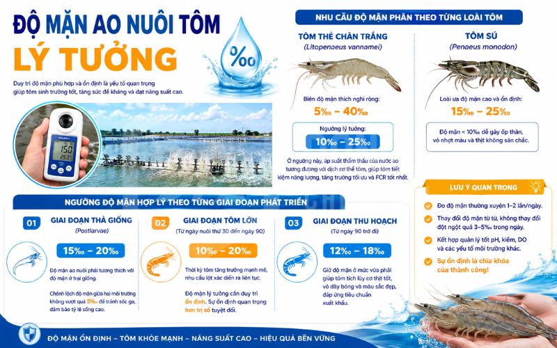 Quản lý độ mặn ao nuôi tôm: Hướng dẫn chi tiết từ kỹ sư 10 năm kinh nghiệm